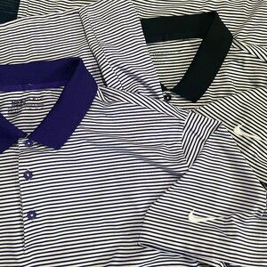 Nike Golf Men's lot of 2 black & purple striped Standard Fit polo shirts XXl 2XL